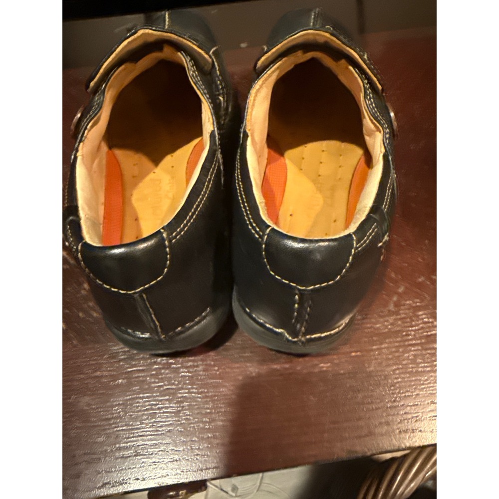 Clarks Unstructured Black Leather Slip On Loafers Contrast Stitch Women 7.5 M - Picture 3 of 7